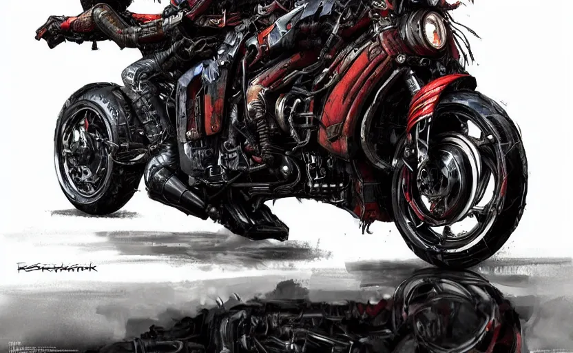 Prompt: Cyberpunk yamaha motorcycle. By Konstantin Razumov, horror scene, highly detailded