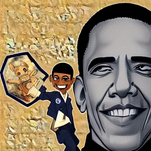 Image similar to barack obama in the show full metal alchemist, award winning digital art