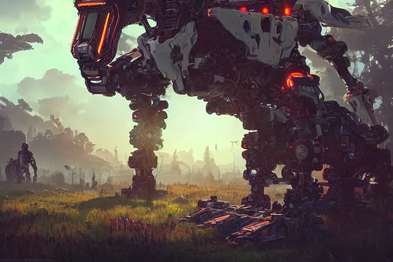 Image similar to stalker machine mecanical creature robot of horizon forbidden west horizon zero dawn radiating a glowing aura global illumination ray tracing hdr fanart arstation by ian pesty and alena aenami artworks in 4 k
