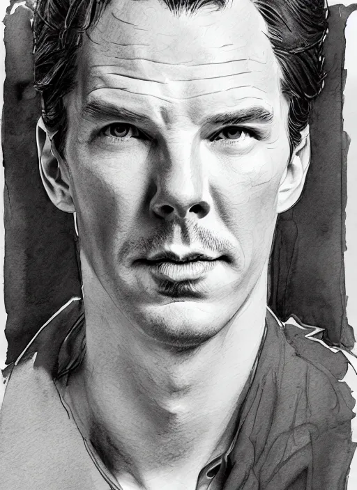 Prompt: portrait, Benedict Cumberbatch, watercolor, dramatic lighting, cinematic, establishing shot, extremely high detail, foto realistic, cinematic lighting, pen and ink, intricate line drawings, by Yoshitaka Amano, Ruan Jia, Kentaro Miura, Artgerm, post processed, concept art, artstation, matte painting, style by eddie mendoza, raphael lacoste, alex ross