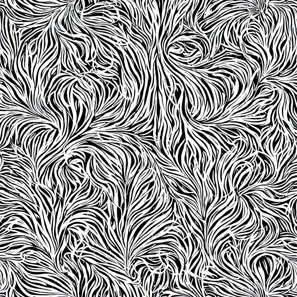 Image similar to seamless pattern of psychedelic roots. black and white, drawing, white background, seamless, ornament.
