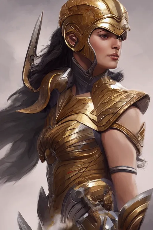 Image similar to amazon valkyrie athena, d & d, fantasy, portrait, highly detailed, headshot, digital painting, trending on artstation, concept art, sharp focus, illustration, art by artgerm and greg rutkowski and magali villeneuve