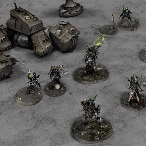 Image similar to a post-apocalyptic edgy grimdark anime miniatures wargame gameplay Photorealistic HD 8k highlights and shadow detailed High Resolution