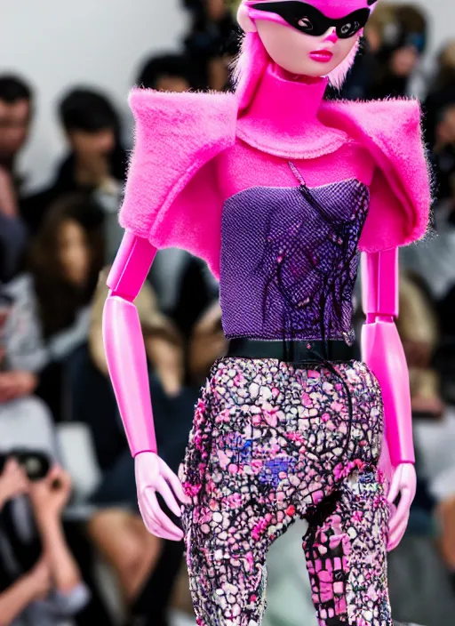 Image similar to hyperrealistic and heavy detailed balenciaga runway show of barbie, leica sl 2 5 0 mm, vivid color, high quality, high textured, real life