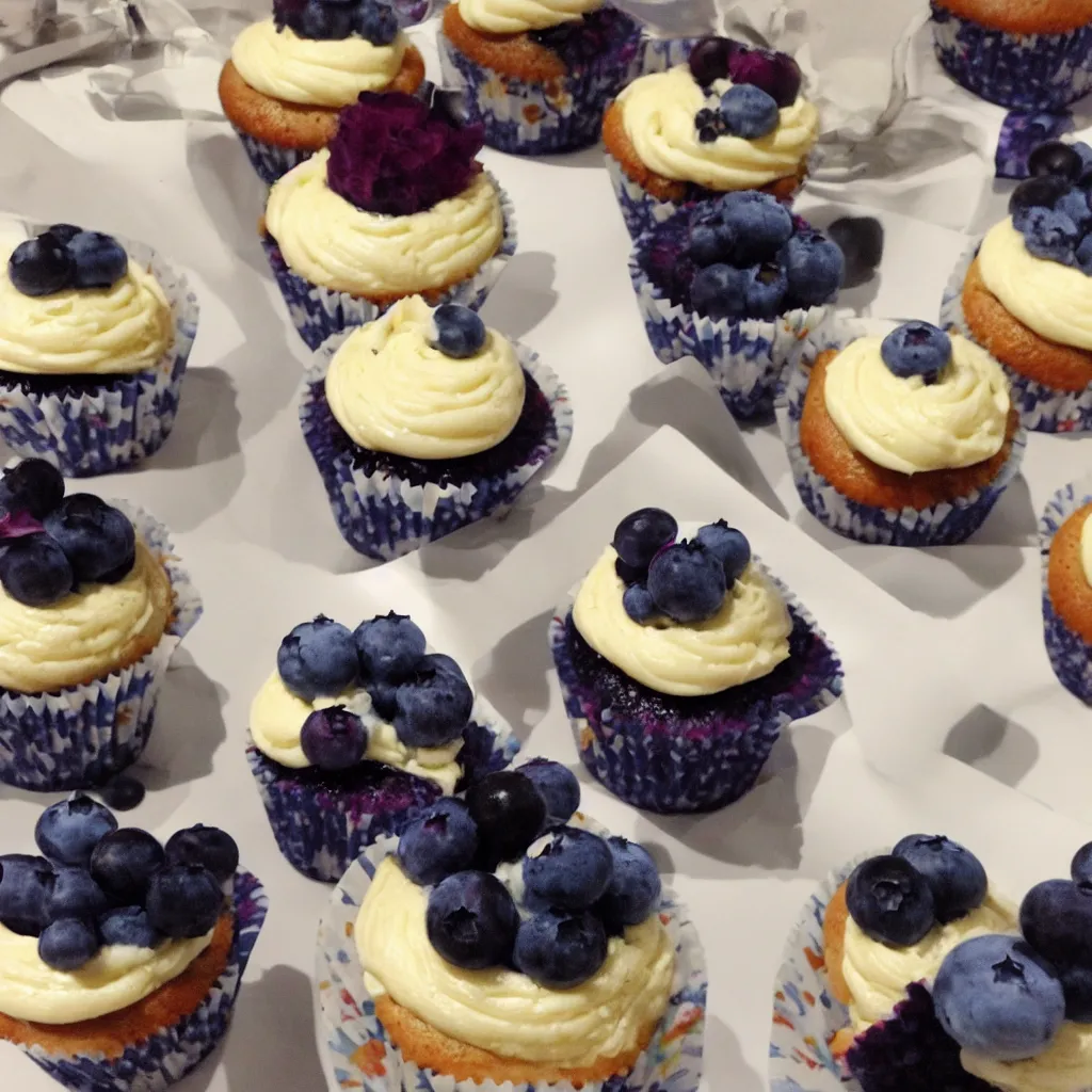 Image similar to blueberry cupcake fine dining