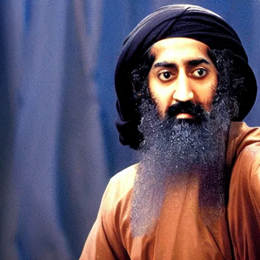 Prompt: A still of Osama Bin Laden in Saturday Night Fever