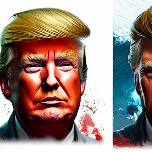 Image similar to donald trump as apex legends character, digital illustration portrait design, by android jones and greg rutkowski, retrowave color scheme, detailed, cinematic lighting, wide angle action dynamic portrait