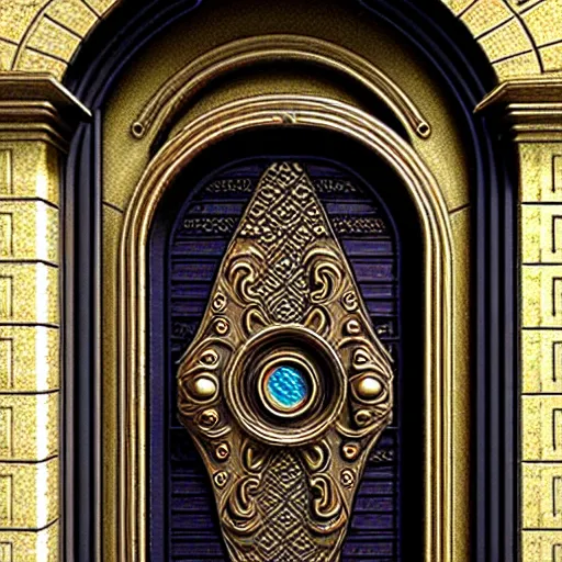 Prompt: hyper realistic ornate sci - fi door