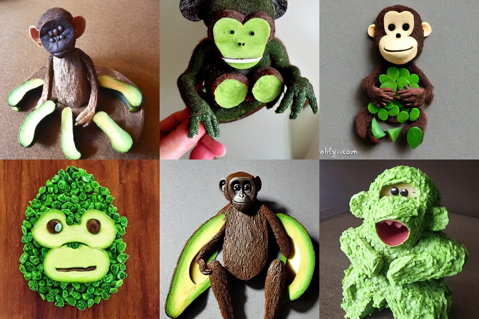 Prompt: monkey made out of avocado’s,