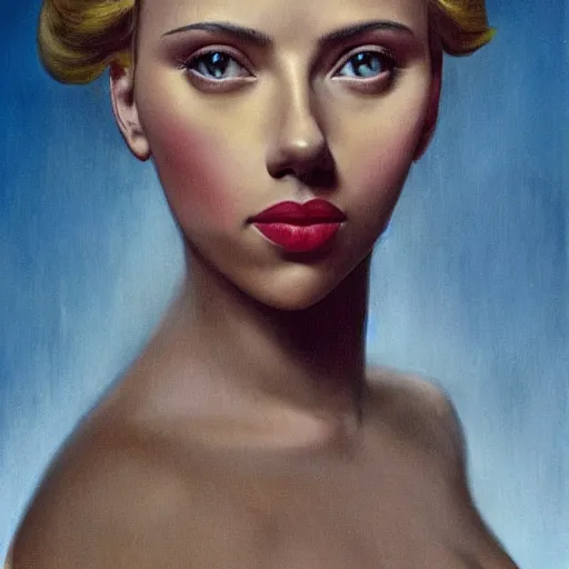 Prompt: a beautiful portrait of Scarlett Johansson by Salvador Dali