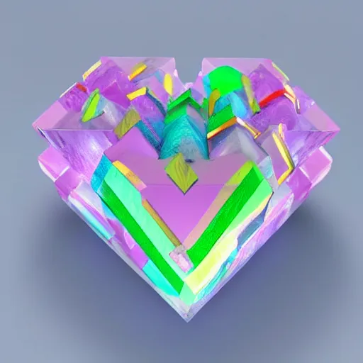 Prompt: crystallized cubed heart, 8k, detailed, very detailed