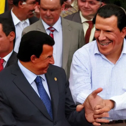 Image similar to spanish president pedro sanchez wearing hugo chavez clothes