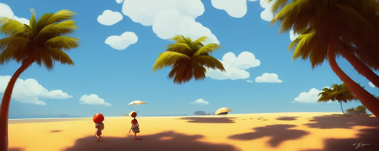 Prompt: painting by goro fujita!! illustration of a beach horizon with clouds and one palm tree in the style of goro fujita, sharp focus, highly detailed, artstation