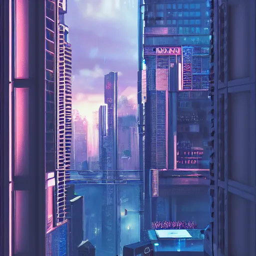 Prompt: cyberpunk apartment, futuristic, cyberpunk city view from apartment window, apartment, night, rain, volumetric light, ray traced, photography, behance