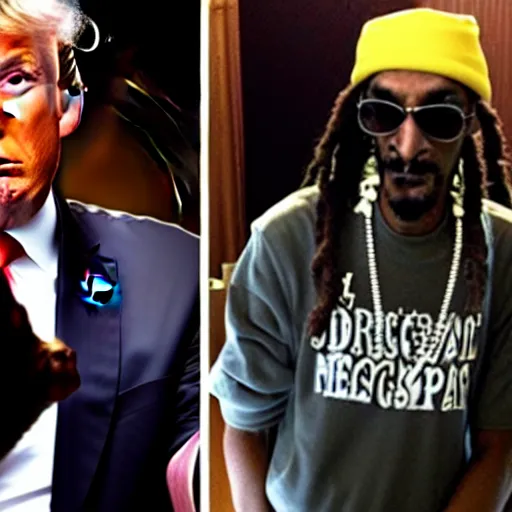 Image similar to donald trump smoking weed with snoop dogg