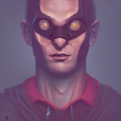 Image similar to a portrait of a half bat half man, back lighting, horror, digital art, in the style of greg rutkowski, simin stalenhag, wes anderson