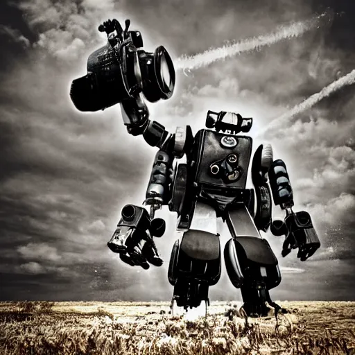 Image similar to war robot against photographer