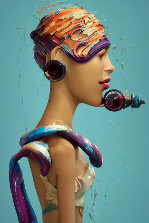 Prompt: epic 3 d abstract 🇵🇷 headset hacker, spinning hands and feet, 2 0 mm, plum and teal peanut butter melting smoothly into asymmetrical succulent and sugar cane, liquid, beautiful, intricate, houdini sidefx, trending on artstation, by jeremy mann, ilya kuvshinov, jamie hewlett and ayami kojima