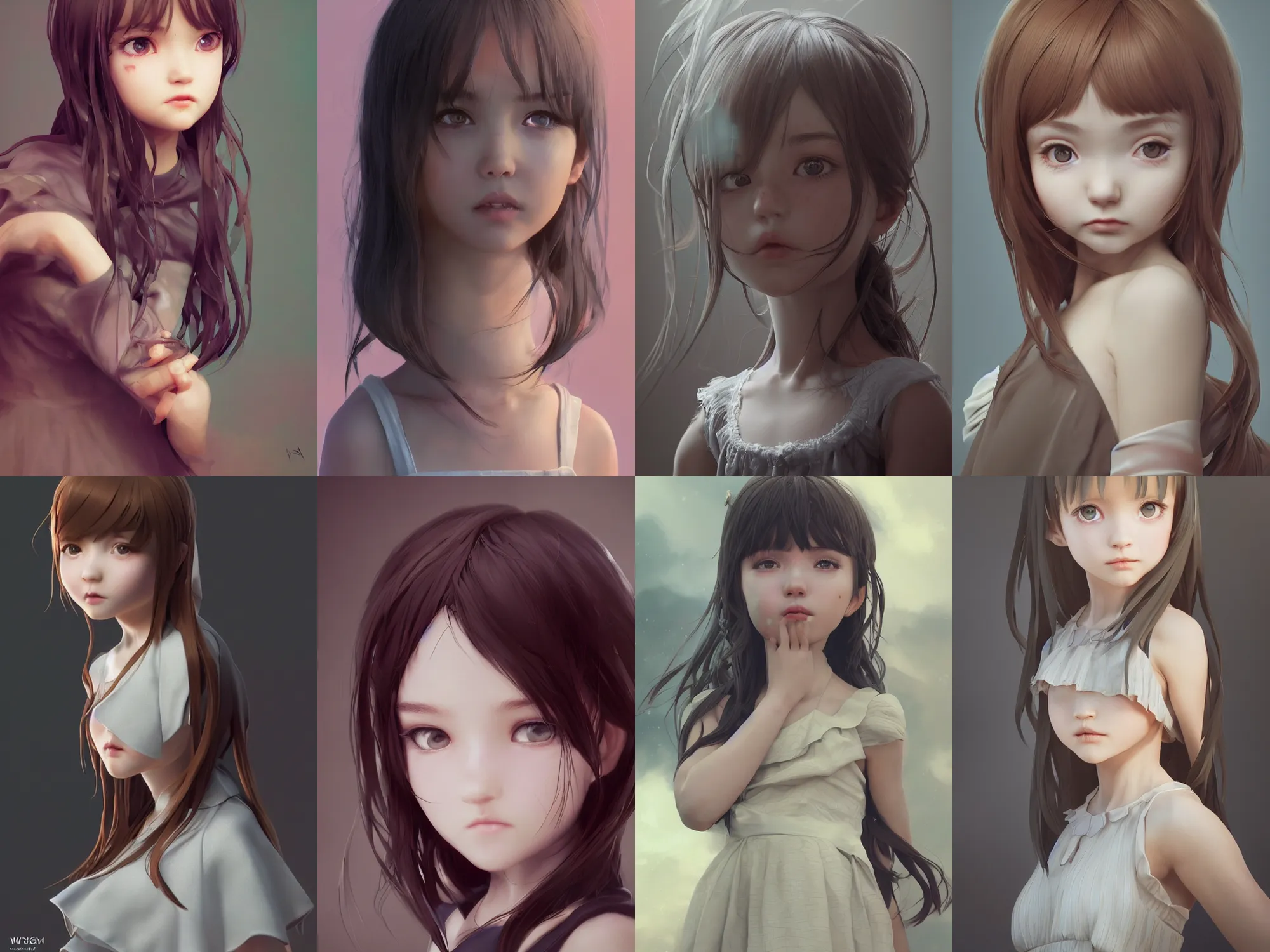 Prompt: complicated dynamic composition,realistic style at CGSociety by WLOP,ilya kuvshinov,krenz cushart,Greg Rutkowski,trending on artstation. Zbrush sculpt colored,Octane render in Maya and Houdini VFX,realistic close-up face of cute young girl, expressing joy, wearing dress,silky hair, deep eyes.Amazing textured brush strokes.Cinematic dramatic atmosphere,sharp focus, soft volumetric studio lighting.