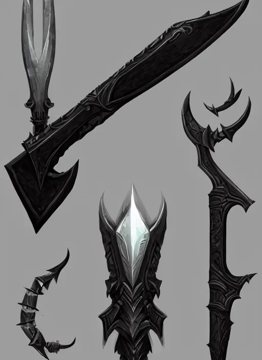 Image similar to fantasy weapon, black dagger, game art, fantasy, digital painting, artstation