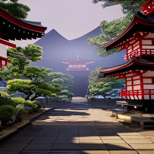 Image similar to japan, hyperrealistic, 4 k, unreal engine, highly detailed, dramatic lighting, magical, beautiful