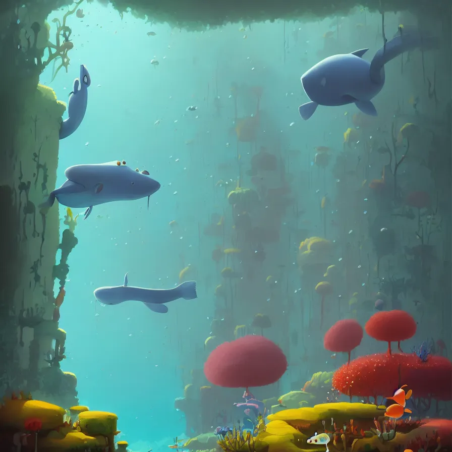 Prompt: (Goro Fujita illustrating) Underwater forest, aquatic life, full of color, (art by Goro Fujita, sharp focus, highly detailed, ArtStation)