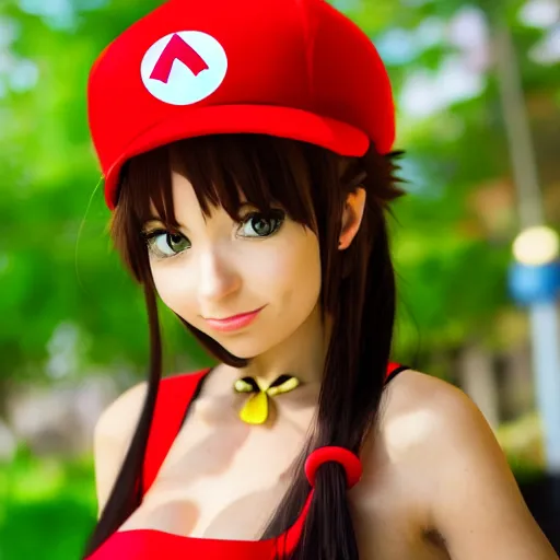 Image similar to anime catgirl cosplaying as super mario nft, bokeh, shader, anime art style, highly detailed, cel - shaded, colorful, animated, trending