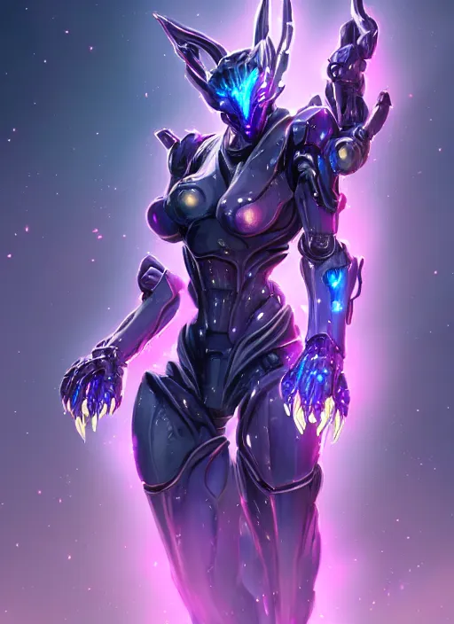 Image similar to cinematic bust shot, cosmic beautiful stunning giant robot mecha hot female dragon goddess, sharp spines, sharp metal ears, smooth purple eyes, smooth fuschia skin, elegant smooth silver armor, nebula size, epic proportions, epic scale, macro furry, furry art, dragon art, goddess art, giantess art, warframe, warframe fanart, furaffinity, octane