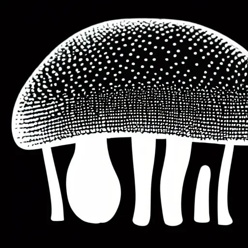 Image similar to flat single tone black vector silhouette of a mushroom, pure white background, 4 k resolution