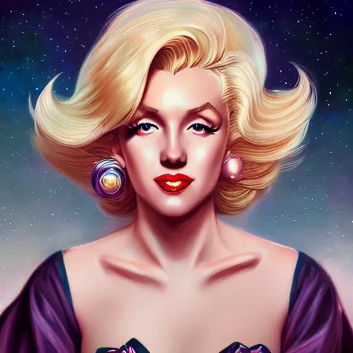 Image similar to Blonde Marilyn Monroe as Sailor Moon, western, D&D, fantasy, intricate, elegant, highly detailed, digital painting, artstation, concept art, matte, sharp focus, illustration, art by Artgerm and Greg Rutkowski and Alphonse Mucha