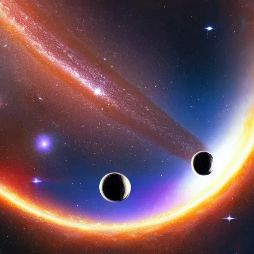 Image similar to Picture of Hoag's Object Ring galaxy surrounded by Mothership ashtar command stunning photorealistic 4k