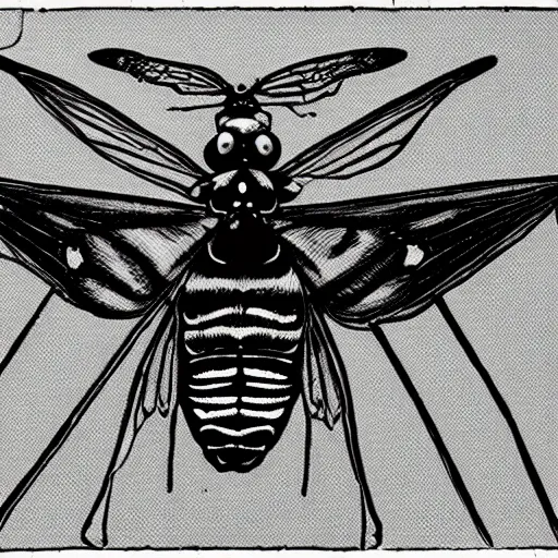 Prompt: Death's-head hawkmoth drawn by Dr. Seuss