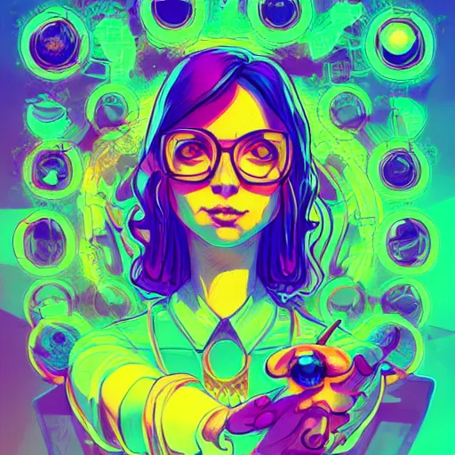 Image similar to skill magic geek inside matrix deepdream radiating a glowing aura stuff loot legends stylized digital illustration video game icon artstation lois van baarle, ilya kuvshinov, rossdraws,