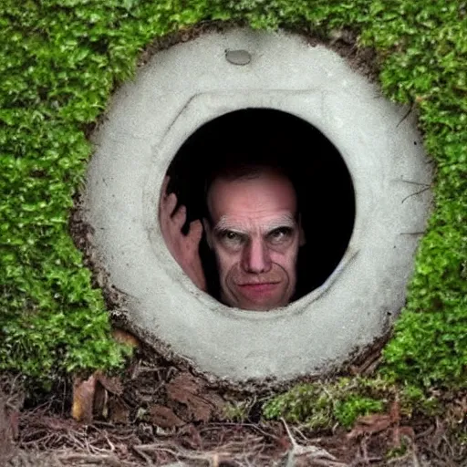 Prompt: a very nosy person not minding their own business, man peeping through a peek hole, creepy,