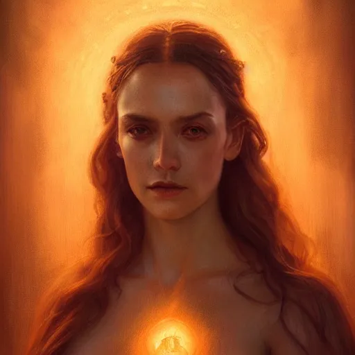 Image similar to majestic gracious regal seductive hekate portrait, ancient greece, atmospheric lighting, painted, menacing, intricate, volumetric lighting, beautiful, rich deep colours masterpiece, golden hour, sharp focus, ultra detailed, by leesha hannigan, ross tran, thierry doizon, kai carpenter, ignacio fernandez rios