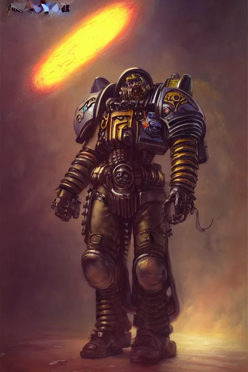 Image similar to character portrait cyberpunk starcraft terran warhammer 4 0 k space marine tech priest steve buscemi, character design, painting by gaston bussiere, katsuya terada, frank frazetta, tom of finland, trending on artstation