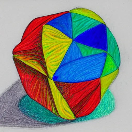 Prompt: polyhedra, color pencil drawing