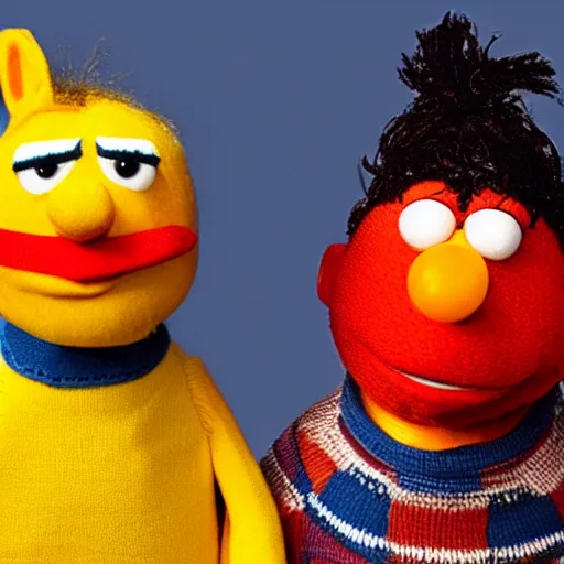 Prompt: bert and ernie creepy