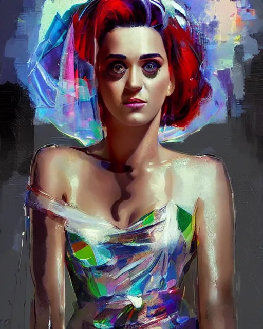 Image similar to highly detailed homeless katy perry portrait in wedding dress, ismail inceoglu, nielly