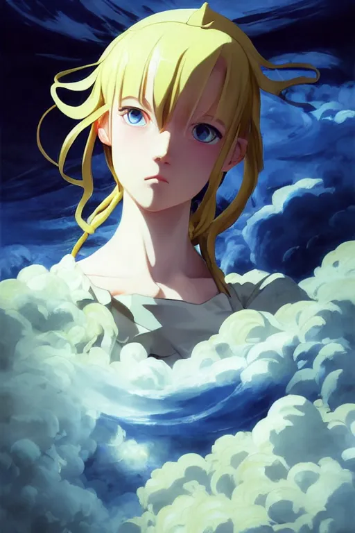 Image similar to baroque oil painting, anime key visual portrait concept art, anime maid nazi ss military crusader, blond hair blue eyes, brutalist dark fantasy, trending pixiv fanbox, rule of thirds golden ratio, detail acrylic palette knife, style of makoto shinkai genshin impact studio ghibli jamie wyeth greg rutkowski chiho aoshima