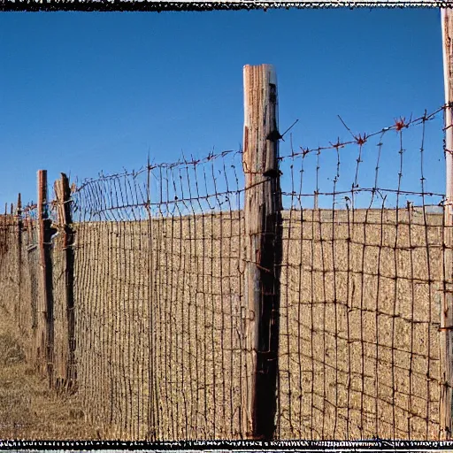 Image similar to photo, wyoming, barbed wire fence, kodak ektachrome 1 2 0, 2 6 mm,