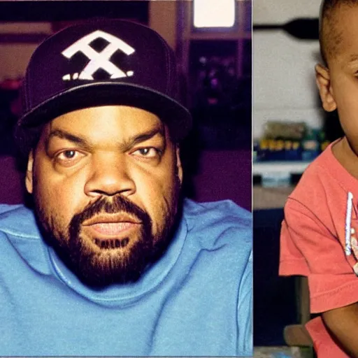 Image similar to ice cube as a toddler , gangsta gang in kindergarten