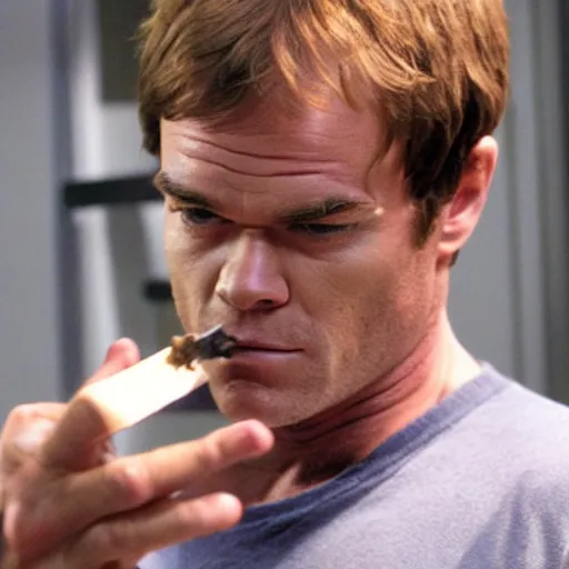 Prompt: Dexter Morgan smoking a blunt