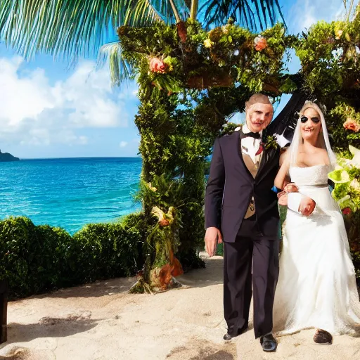 Image similar to a reptilian wedding in paradise