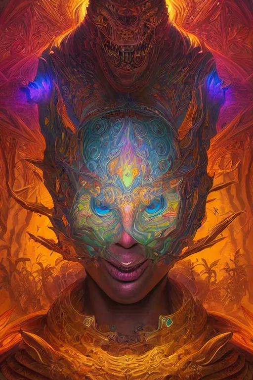 Image similar to dmt visuals, trippy, highly detailed, d & d, fantasy, highly detailed, digital painting, trending on artstation, concept art, sharp focus, illustration, global illumination, ray tracing, realistic shaded, art by artgerm and greg rutkowski and fuji choko and viktoria gavrilenko and hoang lap, sunny