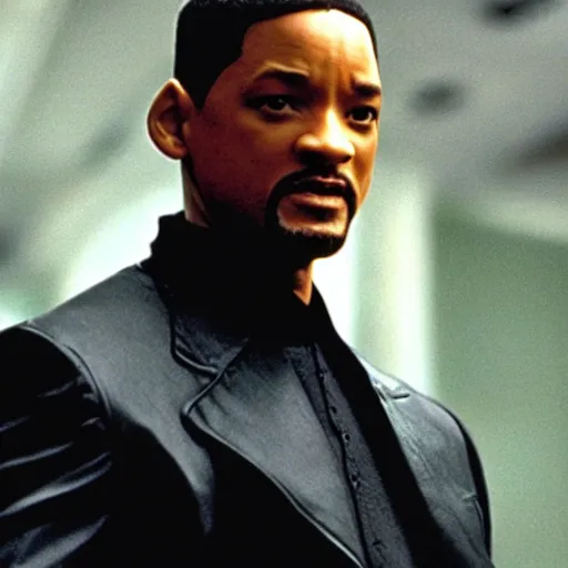 Image similar to Will Smith as Neo In The Matrix, film still, grainy, hd