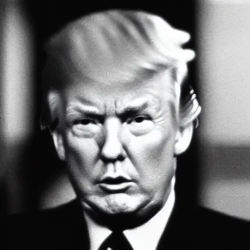 Prompt: 8 mm film still of donald trump, exclusive material