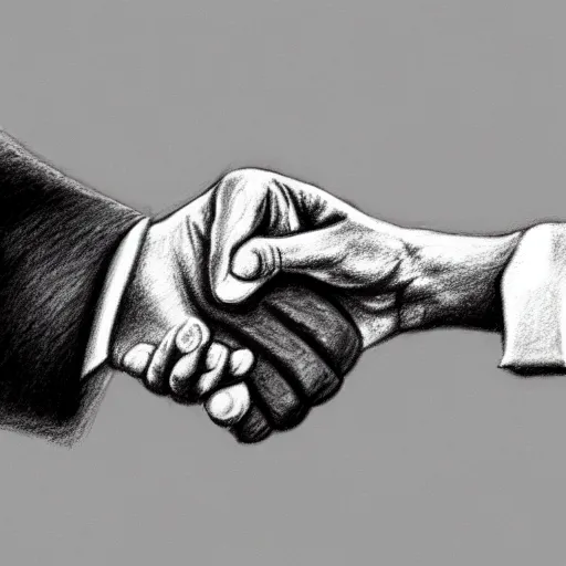 Image similar to a very detailed pencil drawing of obama fist bumping jesus christ 4 k, high resolution, still, landscape, hd, dslr, hyper realistic, sketch