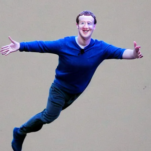 Prompt: mark zuckerberg learning to fly