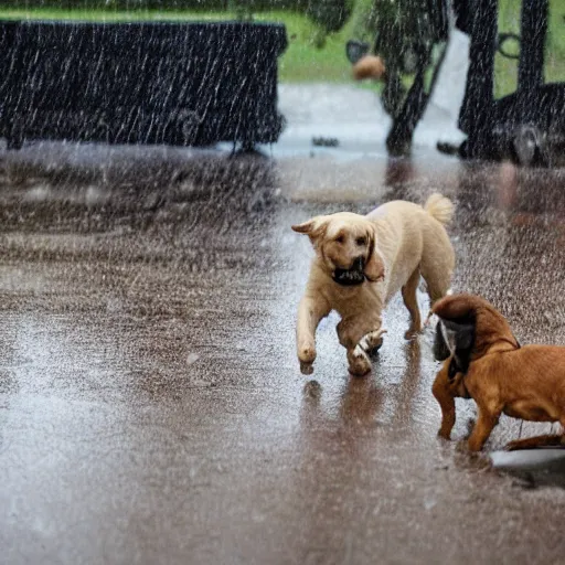 Prompt: raining cats and dogs